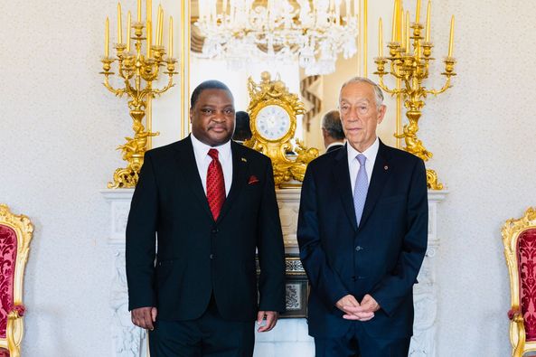 His Excellency Dr Thomas Bisika, Malawi’s Ambassador to Portugal with residence in London, presenting letters of credence to His Excellency Marcelo Rebelo de Sousa